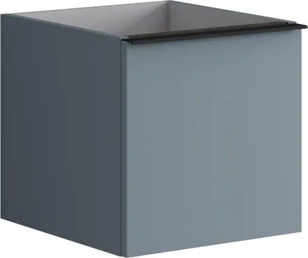 Cassettiera Pixel con 1 cassetto frontale Plain laccato opaco indaco e maniglia alluminio nero opaco L.40 H.40 P.45,5 cm.
