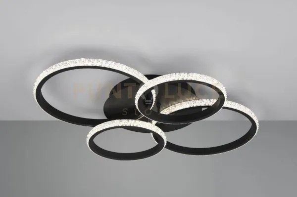 Cires plafoniera led 27w 3400lm, 4000k nera con diffusore effetto c...