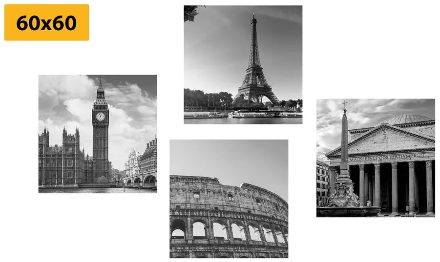Set di quadri – Per gli amanti dei viaggi in bianco e nero