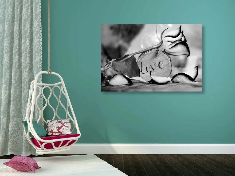Quadro su tela – Dichiarazione romantica in bianco e nero Love