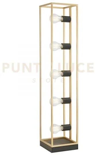 Piantana kimera nera e oro satinato 5 luci attacco e27 20x20x200cm