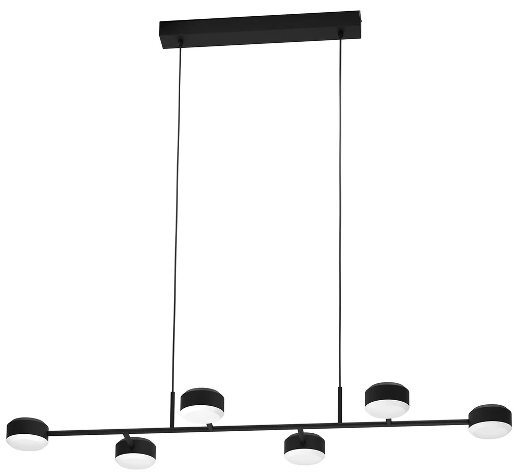 Lampadario Contemporaneo Clavellina Acciaio Nero 6 Luci Led 7W 4800Lm