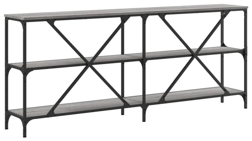 Tavolino Grigio Sonoma 180x30x75cm in Legno Multistrato e Ferro