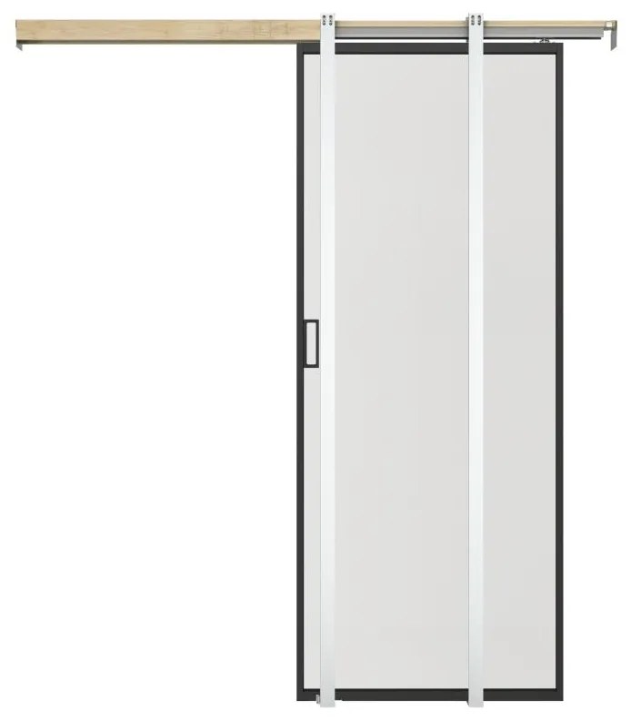 Porta scorrevole con sistema a incasso H205 x L83 cm Alluminio e Vetro temperato smerigliato - LINCI II