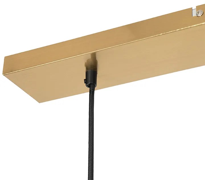 Lampada a sospensione Art Déco in ottone con vetro rosa 3 luci - Pallon