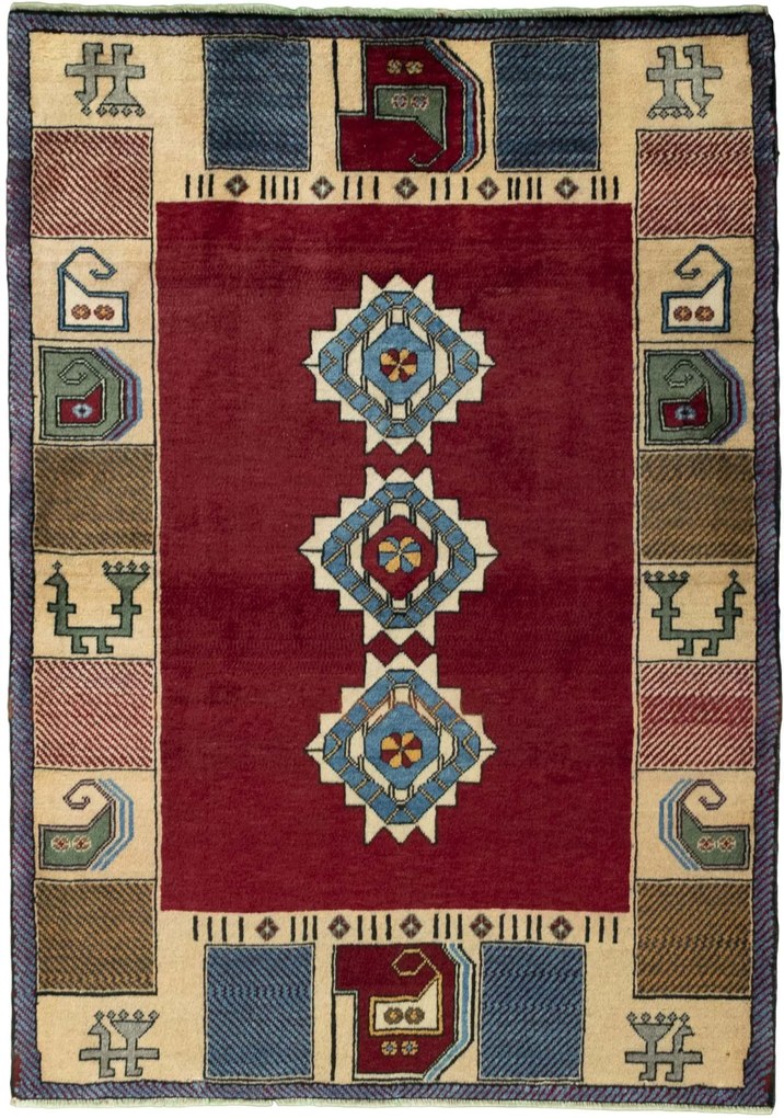 Gabbeh Tappeto 100x150 Rosso (Iran) Annodato A Mano
