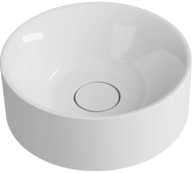 Lavabo da appoggio Capsule da fissare tondo in composito minerale di resina gelificata L 38 x P 38 x H 15.3 cm bianco