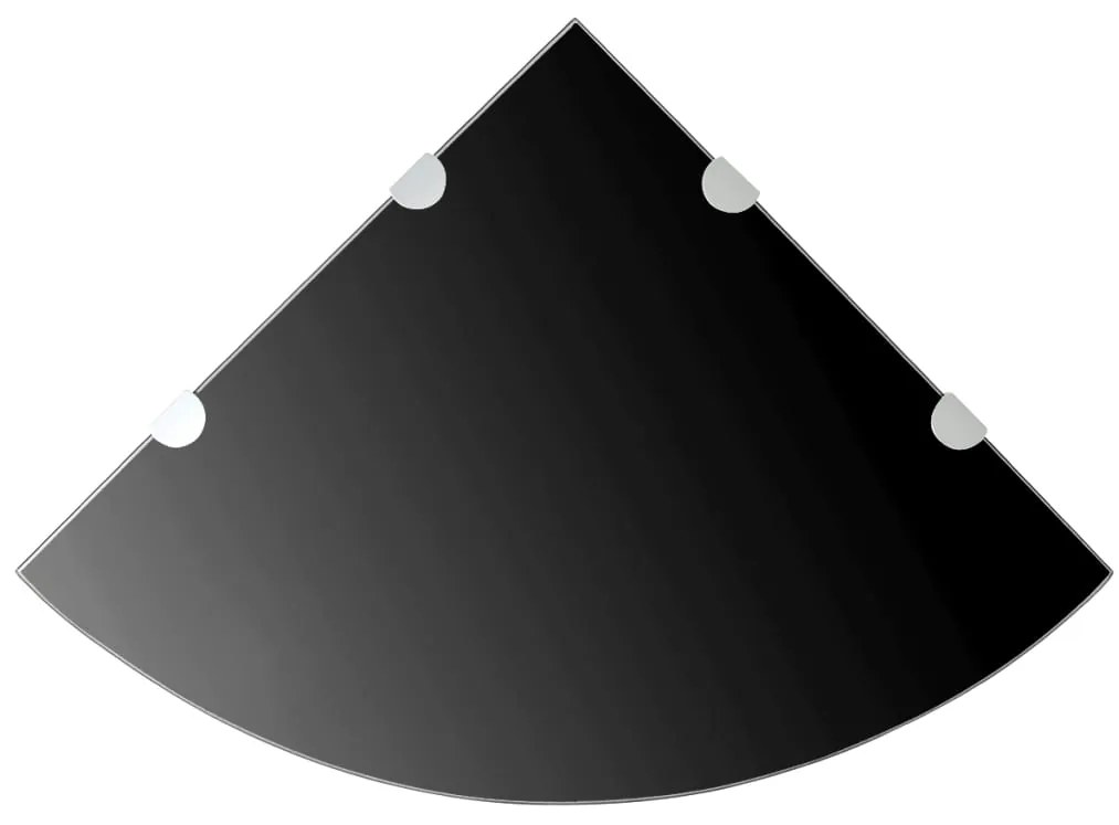 Scaffali Angolari 2 Pz Supporti Cromati E Vetro Nero 45x45 Cm /