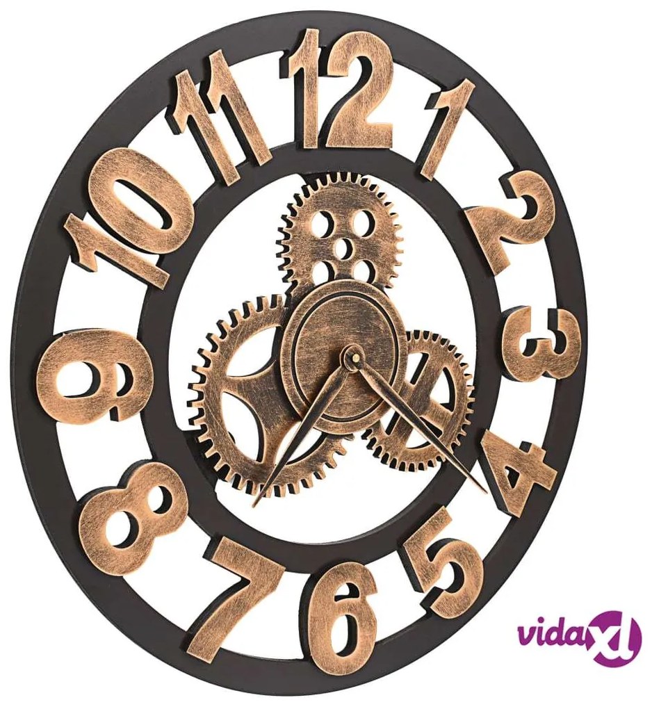 vidaXL Orologio da Parete in Metallo 58 cm Dorato e Nero
