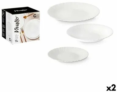 Set di Stoviglie Bianco Vetro (2 Unità) 18 Pezzi