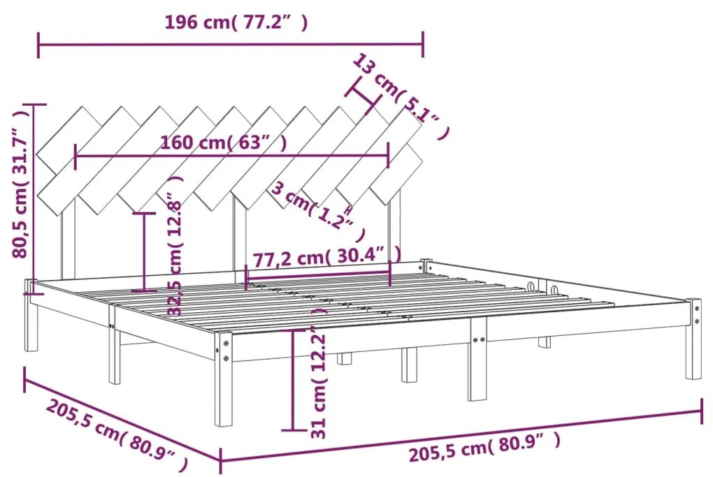 Giroletto Nero 200x200 cm in Legno Massello