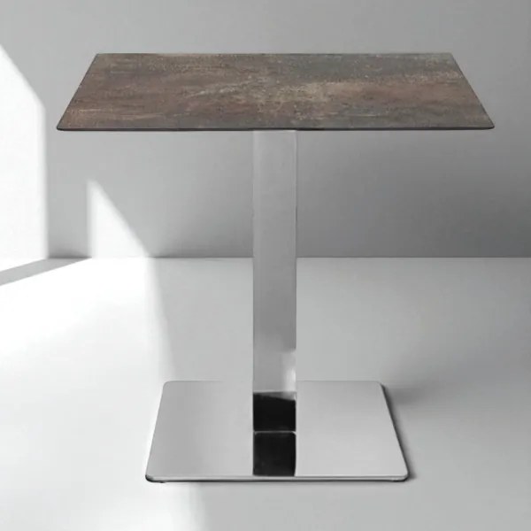 Tavolo bar pub ristorante in HPL 80x80 cm Ardesia Fango per esterno base Argento H 74