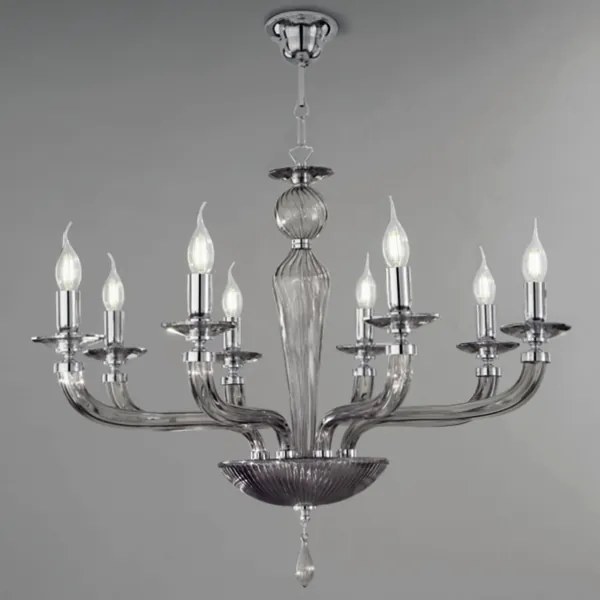 Lampadario a sospensione D82 cm VILLA a 8 luci in vetro lavorato a mano FUMČ