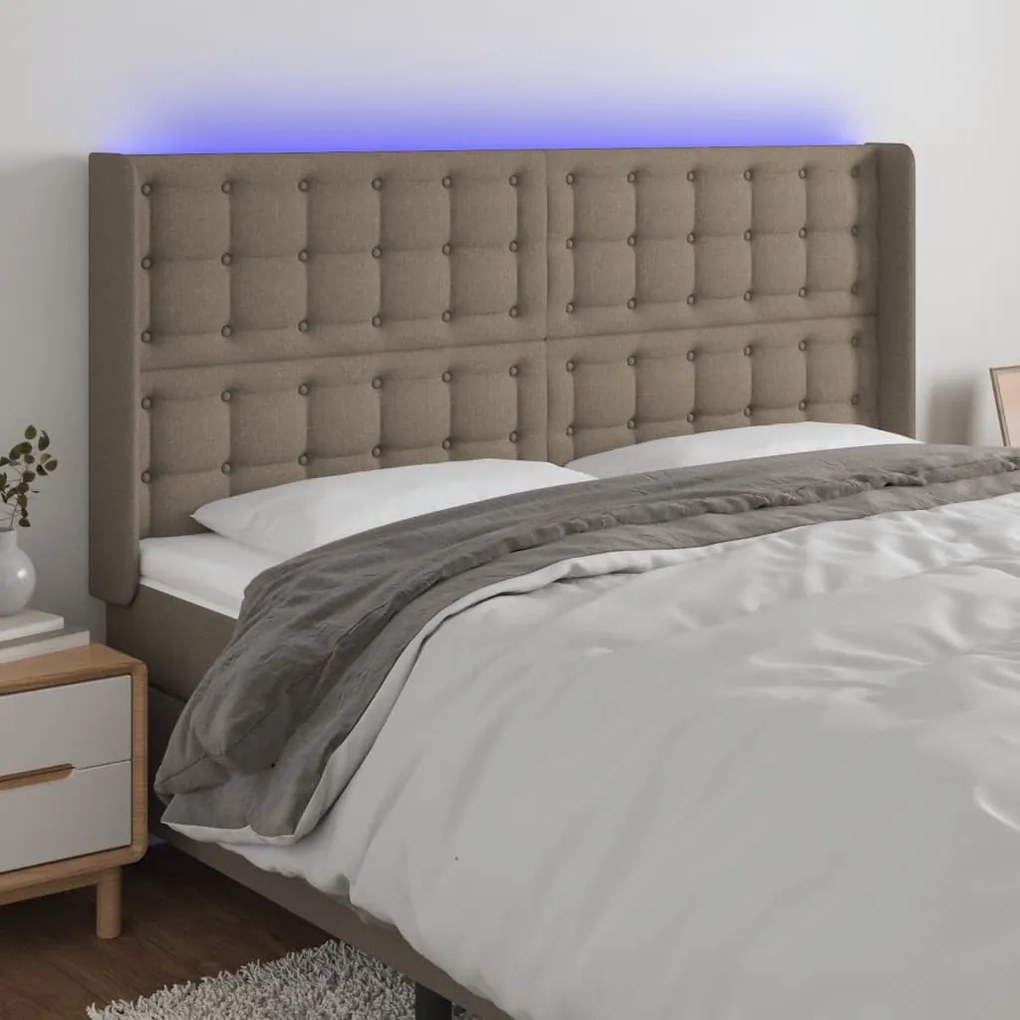 Testiera A Led Tortora 183x16x118/128 Cm İn Tessuto /
