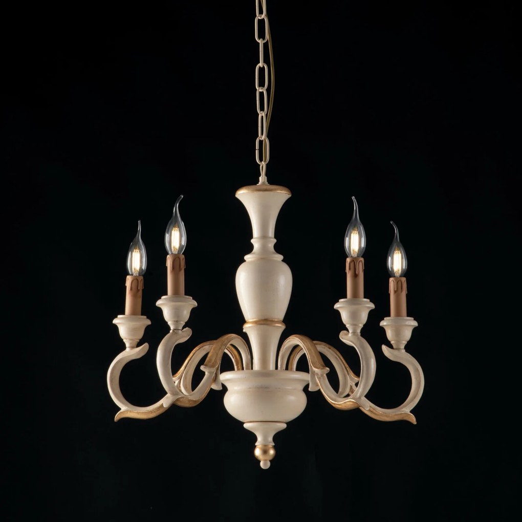 Bonetti Illumina - 5-light chandelier Fiorenza Avorio / Oro