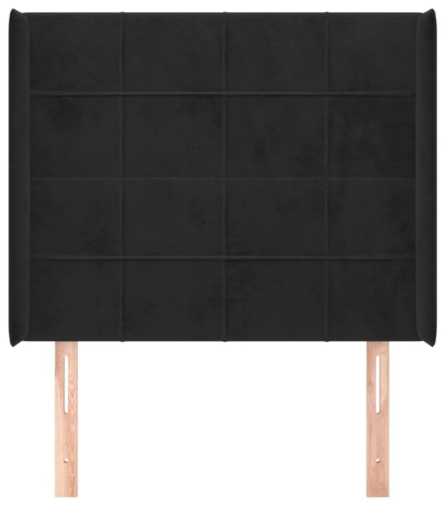 Testiera ad orecchio nera 93x16x118/128 cm in velluto