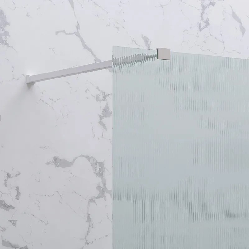 Parete walk in 120 cm vetro scanalato e profilo bianco | KW-100BFL - KAMALU