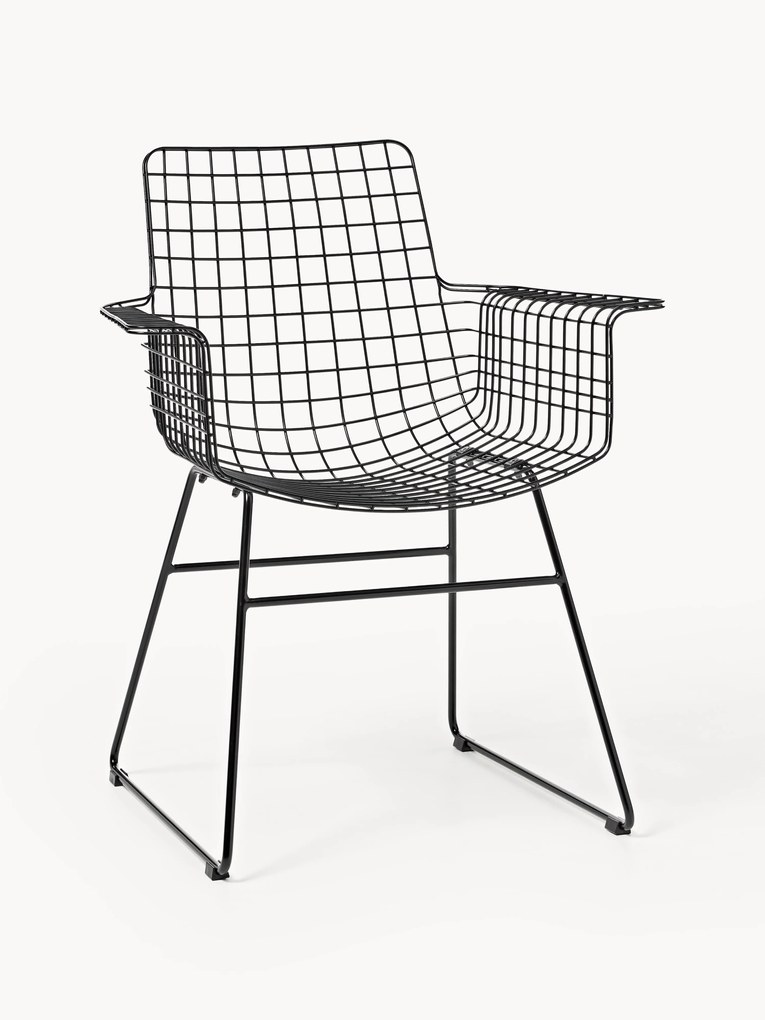 Sedia da pranzo con braccioli in metallo Wire