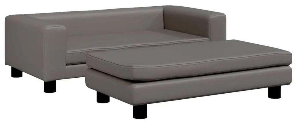 Lettino per cani con estensione grigio 100x50x30 cm similpelle