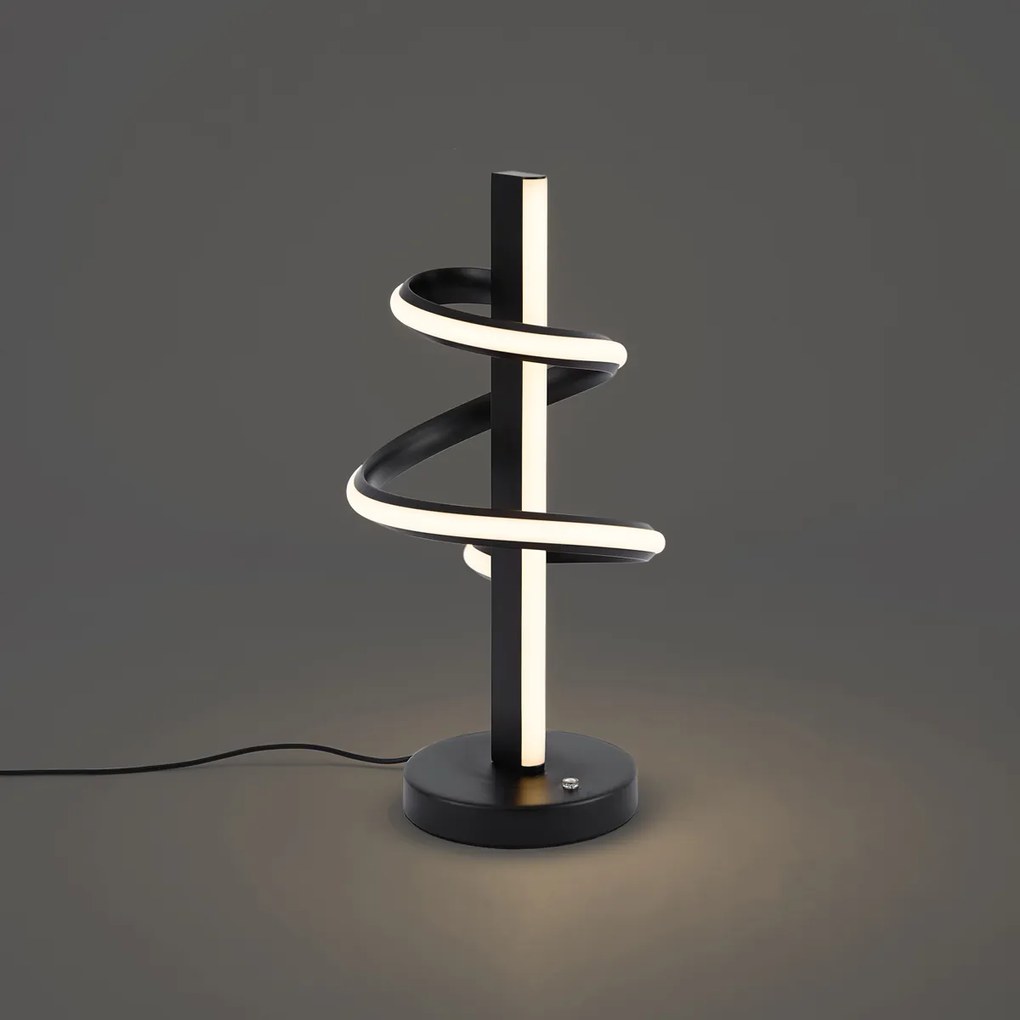 Lampada da tavolo di design nera con LED dimmerabile - Rolla