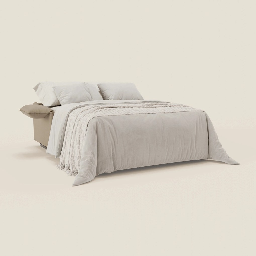 Violetta divano letto materasso H18 cm - poggiatesta reclinabili e braccioli mobili in tessuto impermeabile T13 beige