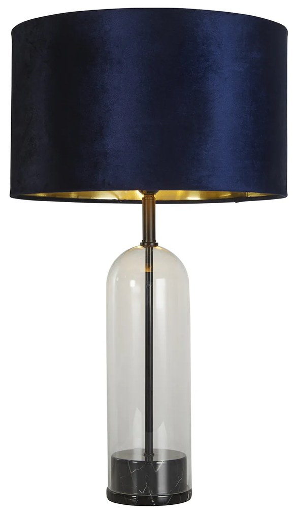 Lampada Scrivania Oxford Acciaio Ottone Tessuto Blu Scuro 1 Luce E27