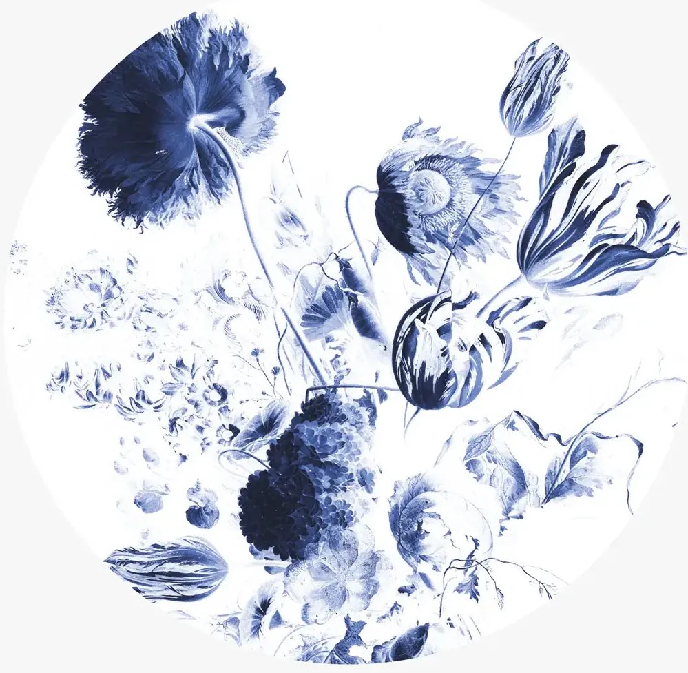 KEK Amsterdam Carta da parati panoramica Royal Blue Flowers 2 Circle - L - 2.375m