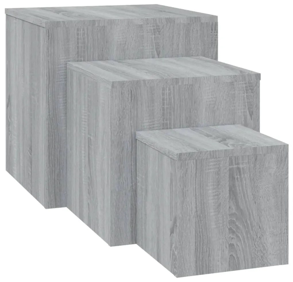 Credenze 3 pz grigio sonoma in legno multistrato