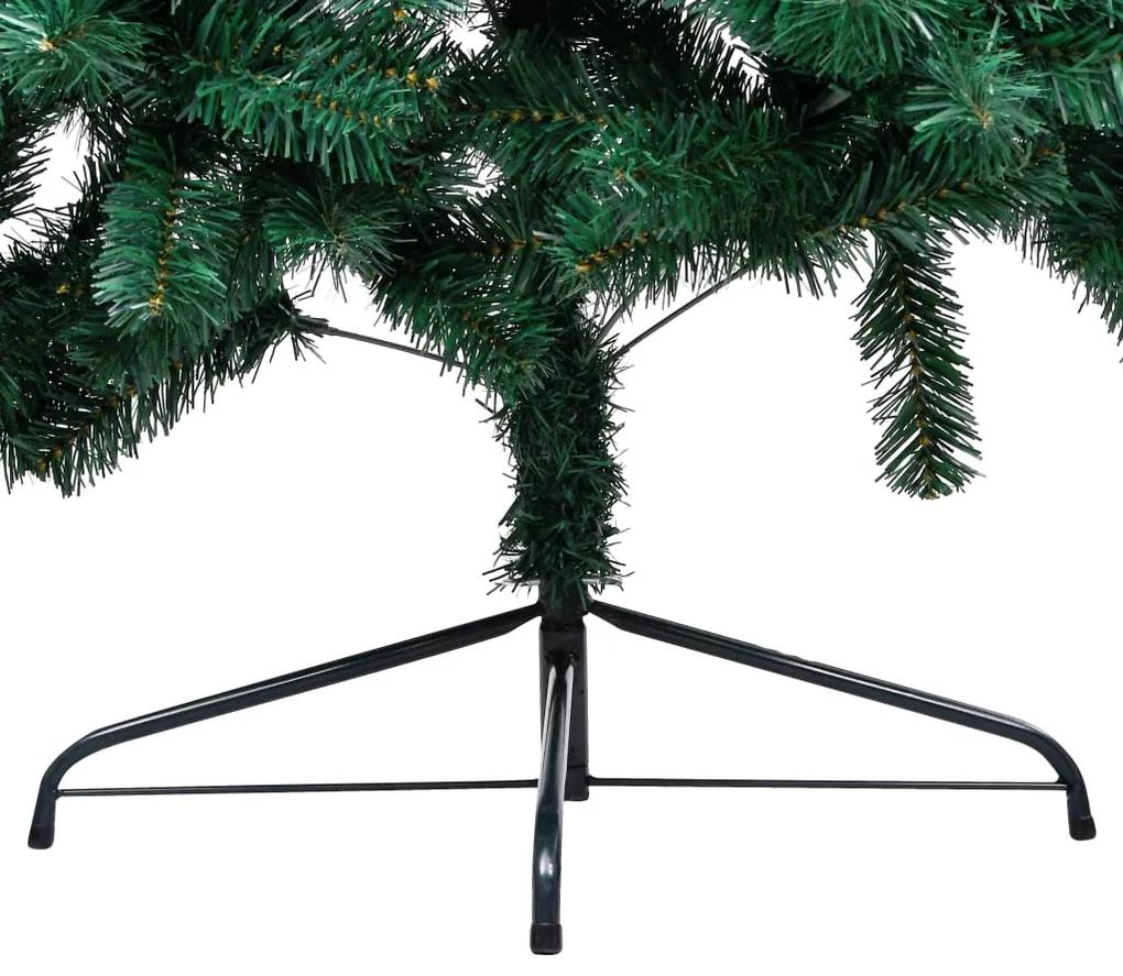 Set Albero Natale Artificiale a Metà LED e Palline Verde 210 cm