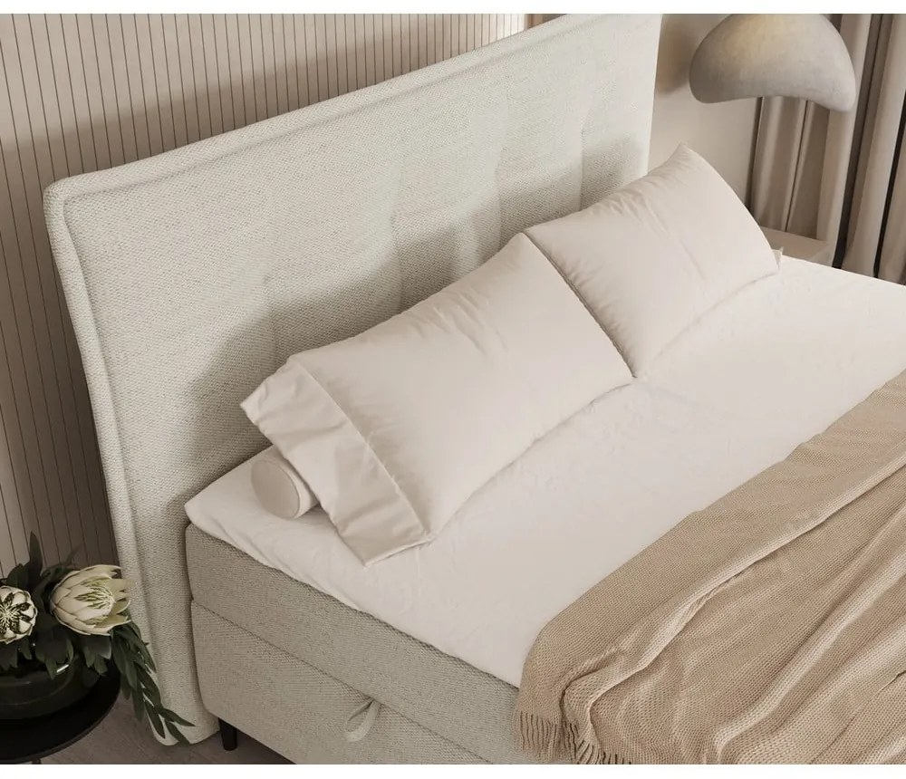 Letto boxspring crema con contenitore 160x200 cm Sinai - Maison de Rêve