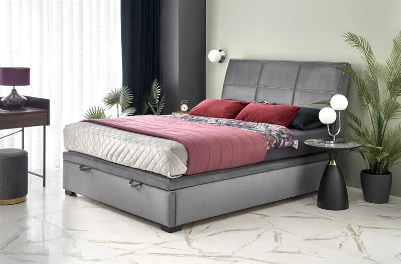 Letto Continental 2 imbottito in velluto grigio - 160 x 200 cm