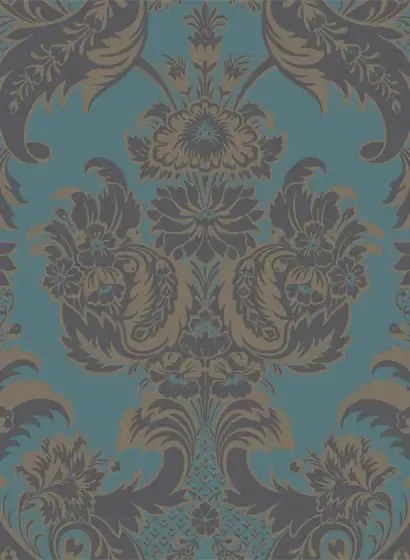Wyndham - Designtapete von Cole & Son - Teal & Charcoal