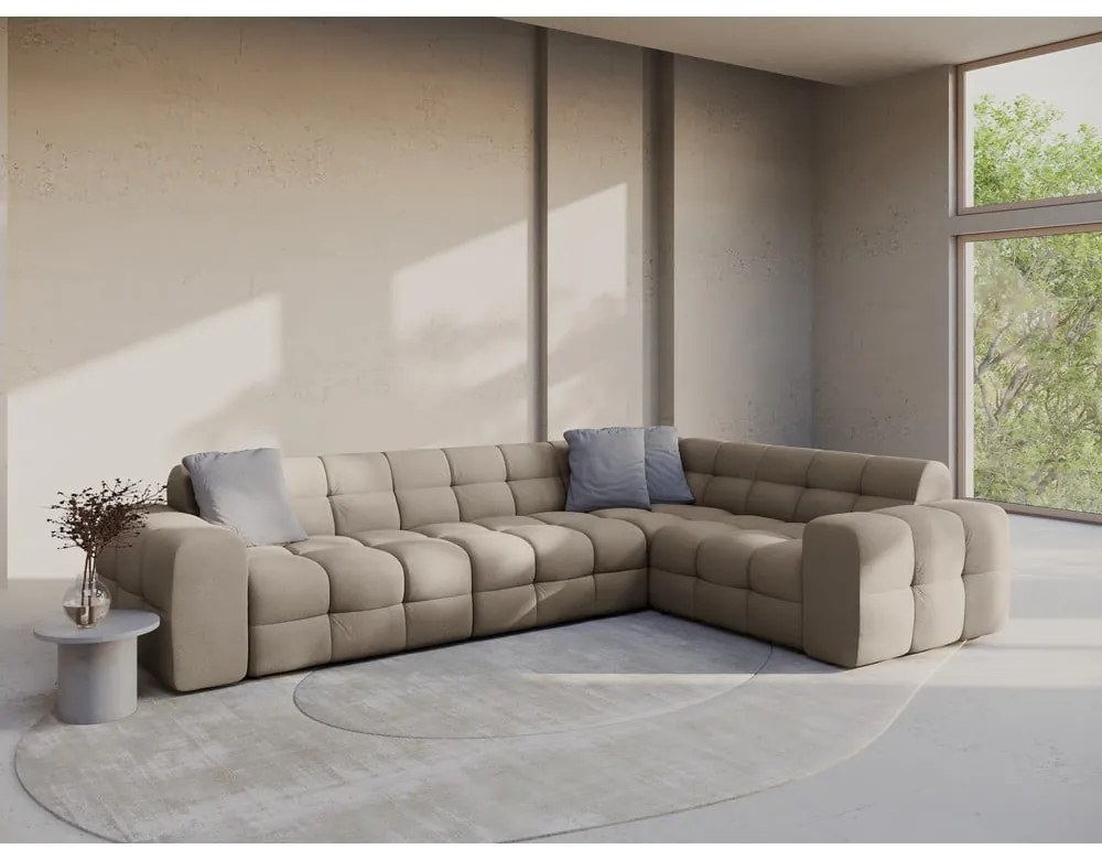 Divano angolare marrone (con penisola a destra/a L) Kendal – Micadoni