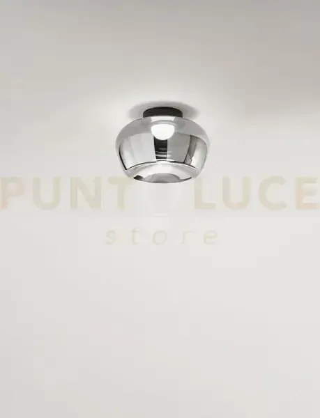 Plafoniera in vetro e metallo fumé specchiato + nero opaco kave led...