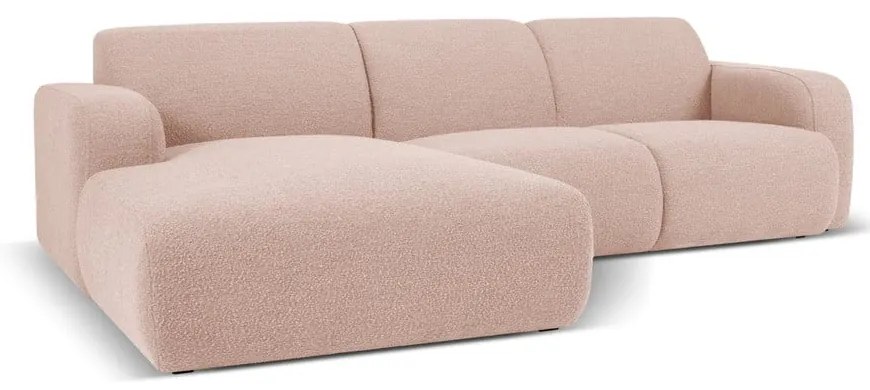 Divano angolare rosa in tessuto bouclé (angolo sinistro) Molino - Micadoni Home