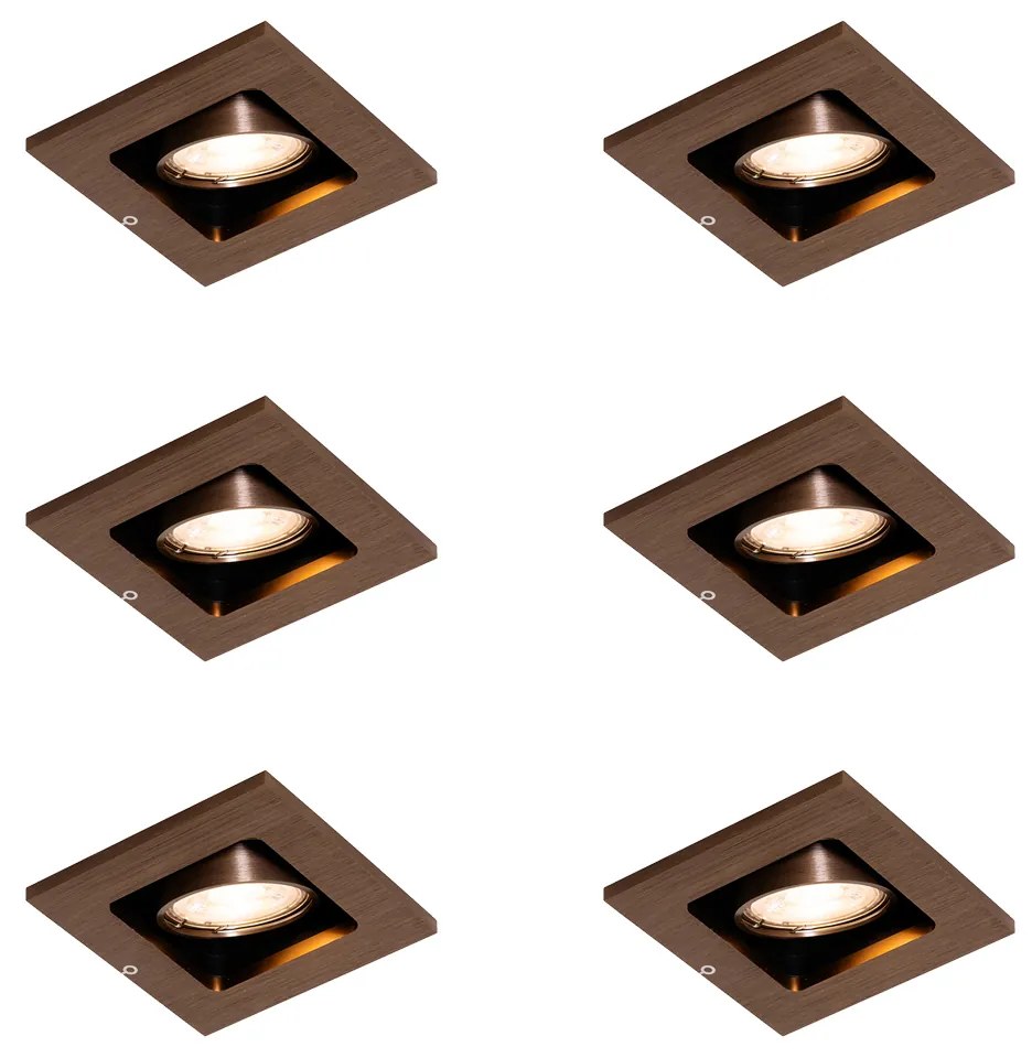Set di 6 faretti da incasso moderni bronzo scuro orientabili - Qure