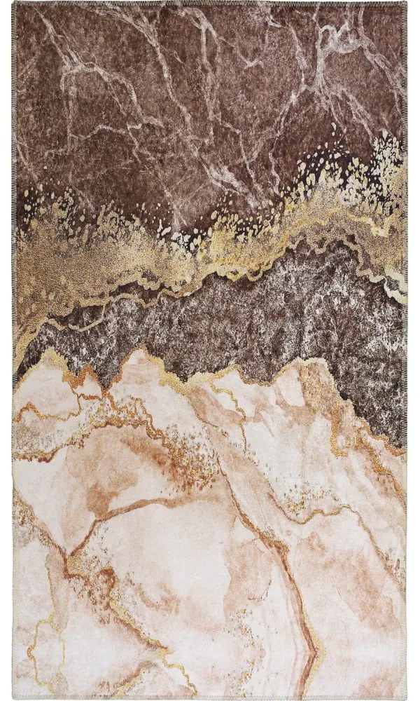 Tappeto lavabile marrone cognac e crema 80x50 cm - Vitaus