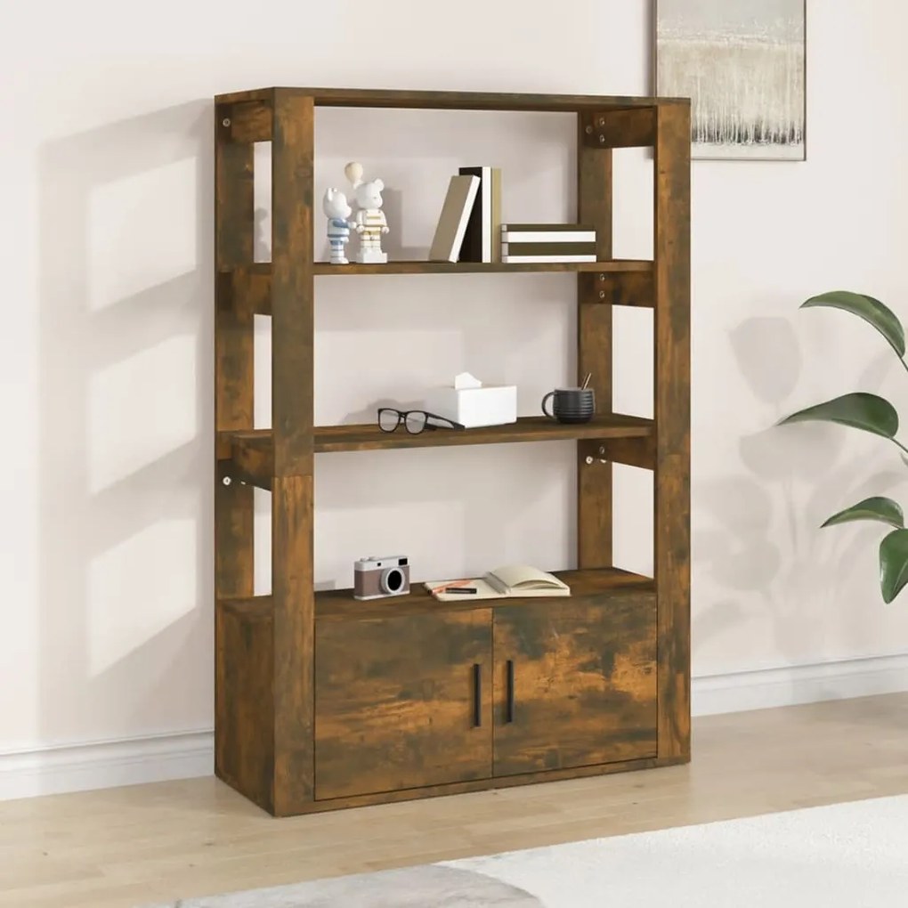 Credenza Rovere Fumo 80x30x119,5 Cm İn Legno Multistrato /