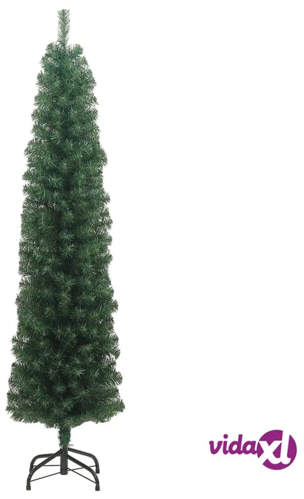vidaXL Albero di Natale Artificiale Sottile con Base Verde 180 cm PVC