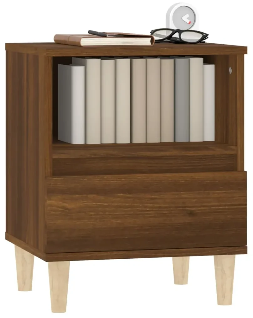 Comodino rovere marrone 40x35x50 cm