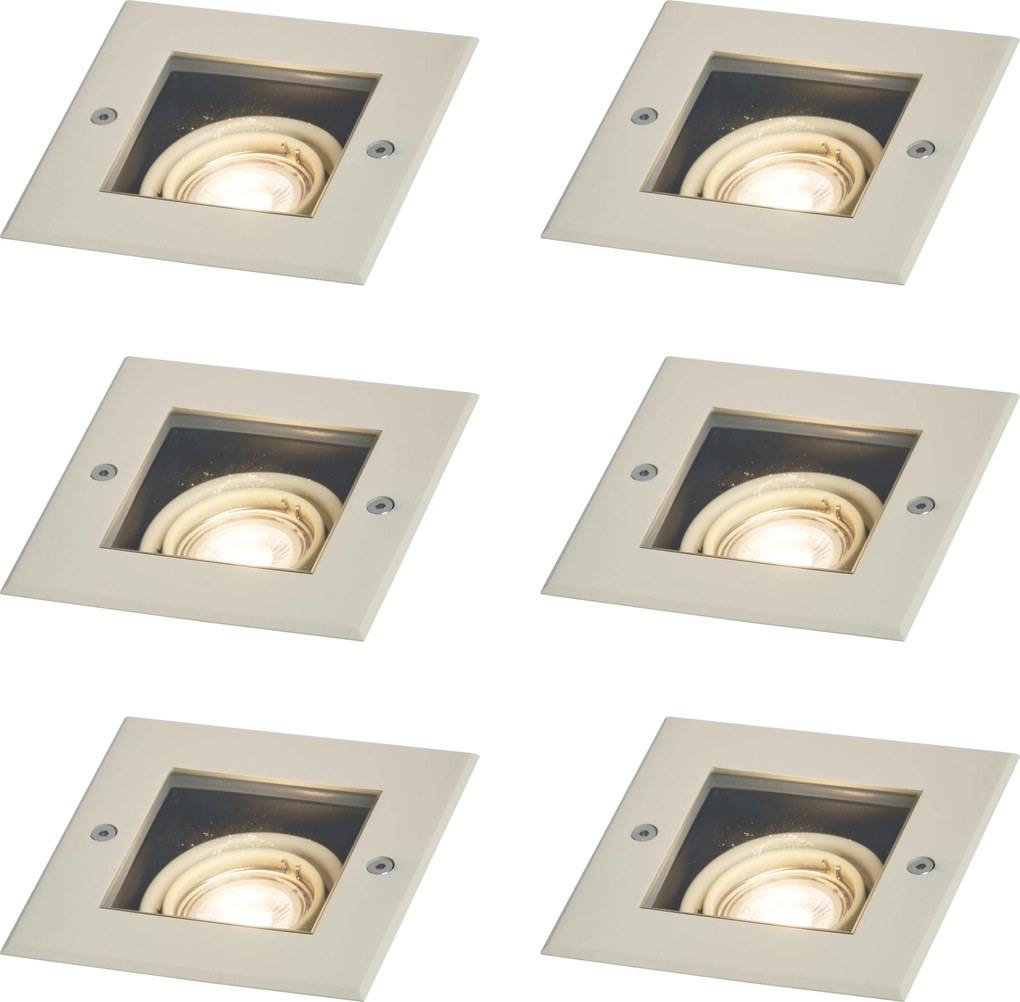 Set di 6 faretti da incasso moderni beige GU10 50mm orientabili IP65 - Oneon