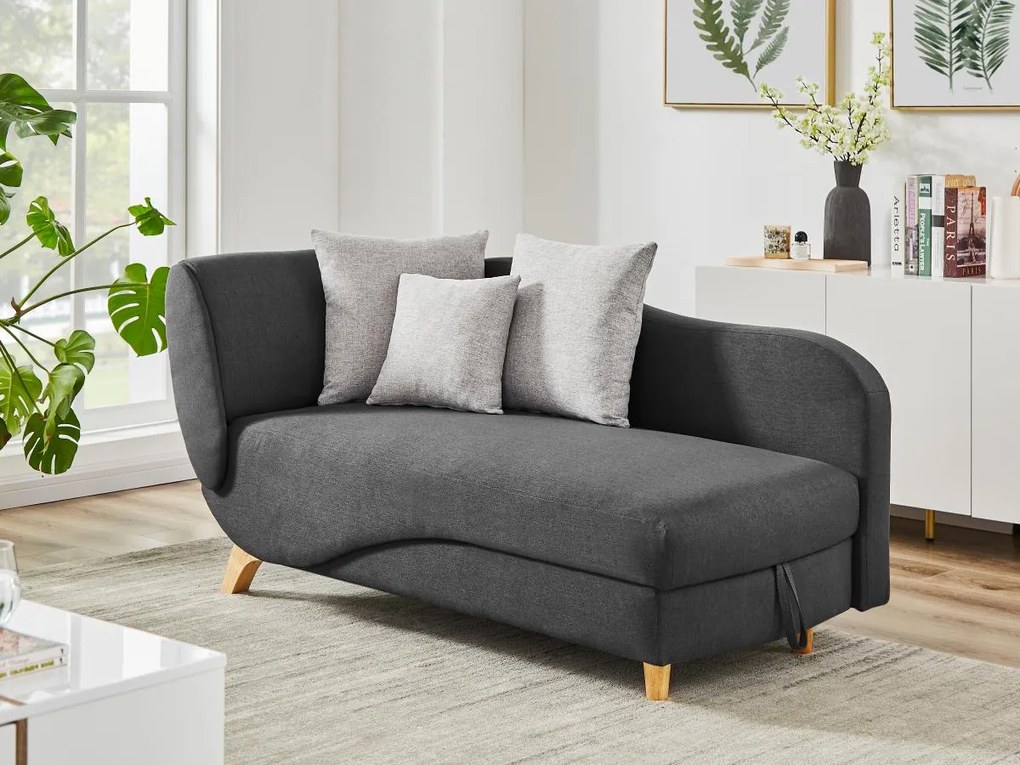 Chaise longue letto con contenitore in Tessuto Antracite - Angolo a destra - PENELOPE