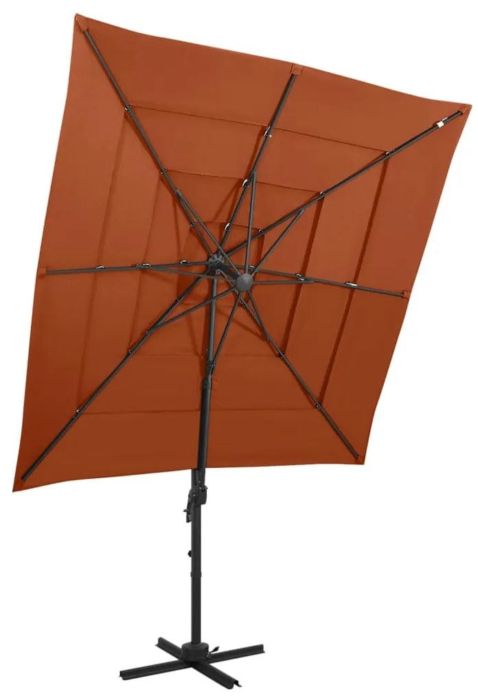 Ombrellone A 4 Livelli Palo İn Alluminio 250x250 Cm Terracotta /