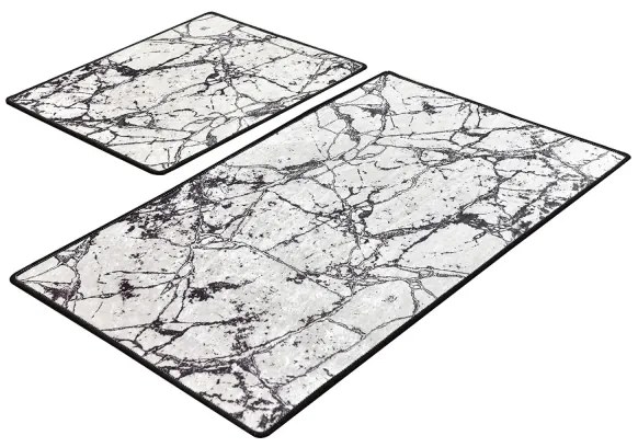 SET 2x Tappeto bagno MARBLE 60x100 cm bianco/nero