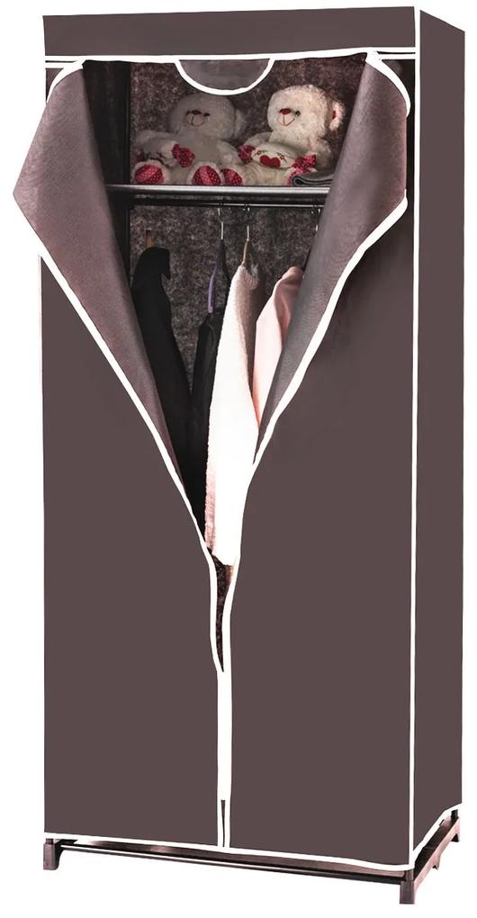 Costway Armadio appendiabiti in tessuto pieghevole con tubo in metallo 74x50x172cm Caffè