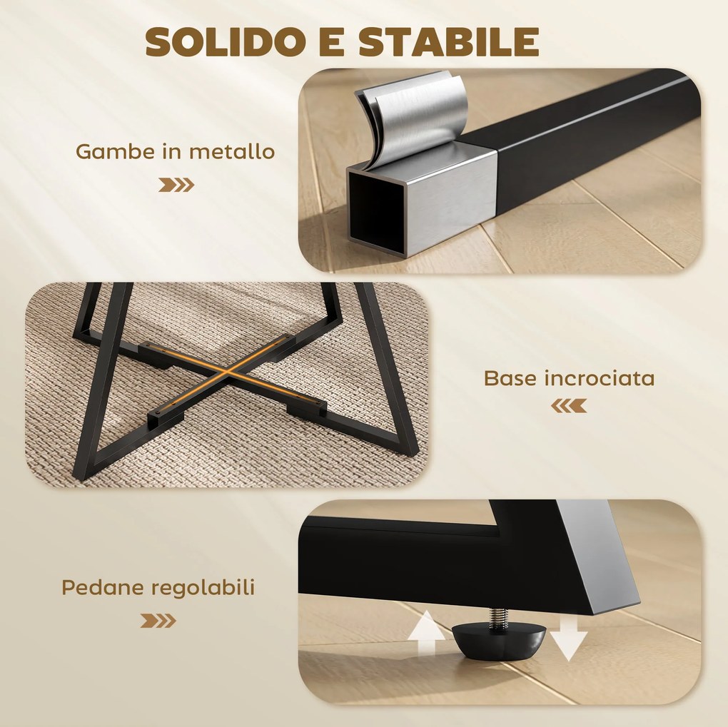 Tavolo da Pranzo 4 Posti Ø100x76 cm Stile Industriale con Ripiano in Metallo Marrone Rustico...