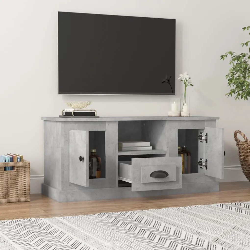 Mobile porta tv grigio cemento 100x35,5x45cm legno multistrato