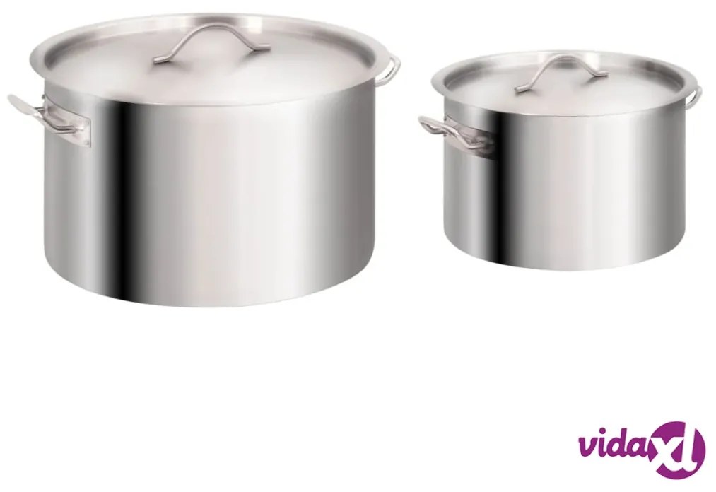 vidaXL Set di Pentole 2 pz 44/24 L in Acciaio Inossidabile