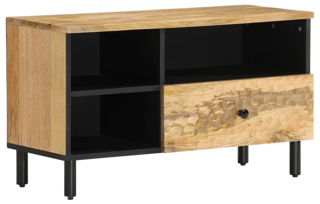 Mobile Porta Tv 80x33x46 Cm İn Legno Massello Di Mango /