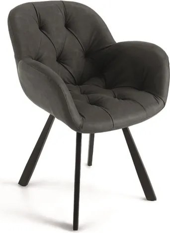 Sedia da soggiorno in ecopelle Antracite gambe metallo CELIA Set 2 pz